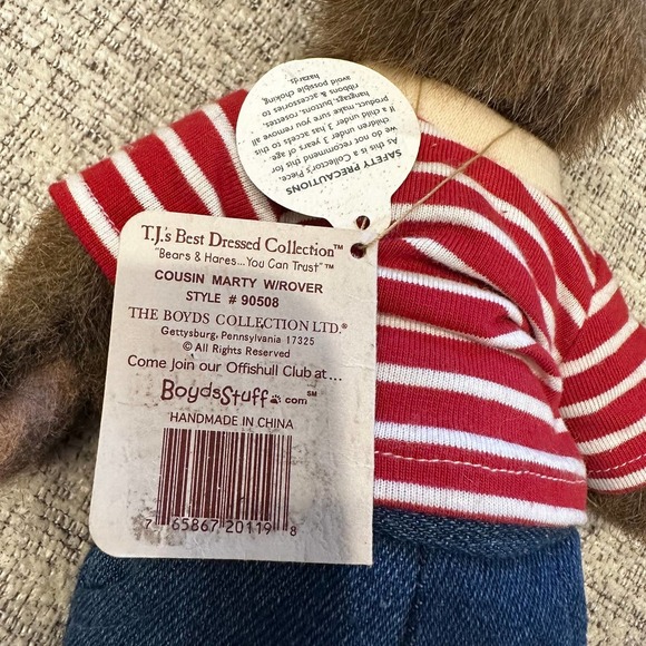 Boyds Plush Cousin Marty Fully Poseable Bear Retired 10" Missing Rover Dog - Picture 7 of 9
